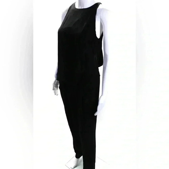 Rag and bone day 2 nite stylish black sleeveless leather trim jumpsuit romper 6 - Picture 1 of 6